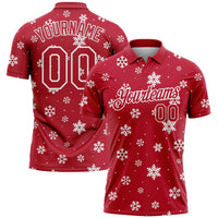 Red White Holiday Polo, Custom Christmas Snowflake Golf Polo Shirt, Personalized Christmas Polo Shirt, Golfer Holiday Present