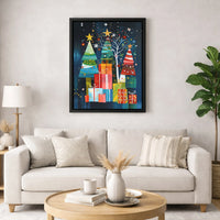 Modern Holiday Tree Canvas Print, Abstract Christmas Tree Canvas Art, Festive Xmas Wall Art, Digital Download Printable Poster Art