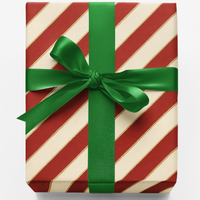 Red and Cream Striped Gift Wrap Roll, Candy Cane Christmas Wrapping Paper, Festive Holiday Wrapping Paper, Xmas Present Supplies