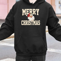 Vintage Santa Claus Hooded Sweatshirt, Merry Christmas Santa Hoodie, Retro Holiday Pullover, Comfy Xmas Winter Sweater, Christmas Present