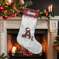 Buffalo Plaid Monogram Stocking, Personalized Letter A Christmas Stocking, Custom Name Holiday Stocking, Rustic Family Christmas Stocking