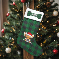 Personalized Dog Christmas Stocking, Chihuahua Christmas Stocking, Green Buffalo Plaid Pet Stocking, Custom Puppy Holiday Decor Present