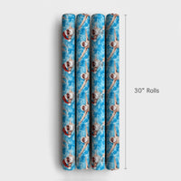 Tropical Pool Santa Gift Wrap, Swimming Santa Wrapping Paper, Humorous Christmas in July Wrapping Paper, Summer Holiday Present Wrap Paper