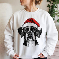 Santa Hat Boxer Dog Crewneck, Boxer Dog Christmas Sweatshirt, Adorable Holiday Dog Lover Sweater, Festive Winter Pullover, Present for Dog Mom Dad