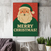 Merry Christmas Wall Canvas Decor, Retro Santa Claus Canvas Art, Vintage Holiday Canvas Print, Festive Winter Home Wall Art Decor
