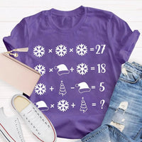 Snowflake Santa Hat Tree Shirt, Math Teacher Christmas T-Shirt, Humorous Math Holiday Tee, Teacher Christmas Present