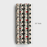 Festive Feline Holiday Gift Wrap, Christmas Cat Wrapping Paper, Tuxedo Kitten Christmas Wrapping Paper, Cat Lover Xmas Gift Wrap Roll