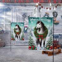 Winter Wreath Equestrian Yard Flag, Horse Merry Christmas Garden Flag, Holiday Farmhouse Lawn Banner, Horse Lover Outdoor Decor