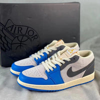 Retro Low Top Sneakers, Blue Cream Colorway, Lace Up Design, Casual Gift for Sneaker Fans