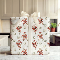 Sports Christmas Gift Wrap, Watercolor Soccer Santa Wrapping Paper, Festive Soccer Player Wrapping Paper, Football Fan Holiday Gift Wrap