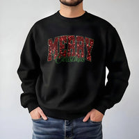 Red Glitter Varsity Letter Holiday Crewneck, Merry Christmas Sweatshirt, Preppy Christmas Sweater, Adorable Retro Festive Winter Pullover