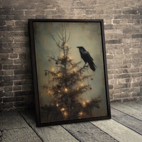 Dark Academia Winter Canvas Print, Gothic Raven Christmas Canvas Art, Moody Holiday Wall Art, Gothic Christmas Canvas, Witchy Winter Present