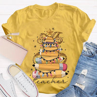 Adorable Holiday Educator Shirt, Christmas Light Pencils Teacher T-Shirt, Festive School Teacher Christmas Tee, Winter Holiday T-Shirt Present