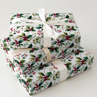 Traditional Christmas Wrapping Paper, Watercolor Holly Berries Wrapping Paper, Botanical Holiday Wrapping Paper, Winter Berry Gift Wrap