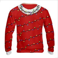 Realistic Graphic Christmas Sweater, Hairy Chest Santa Ugly Christmas Sweater, Humorous Santa Holiday Sweater, Party Crewneck Sweatshirt Present