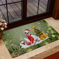 Santa Hat Dog Doormat, Chihuahua Christmas Doormat, Snow Tree Christmas Doormat, Winter Dog Welcome Mat, Holiday Home Decor Present