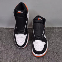 High Top Sneakers, Black White Orange Colorway, Lace Up Design, Casual Gift for Sneaker Fans