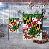 Santa Snowman MD State Flag, Maryland Christmas Garden Flag, Double Sided Maryland Holiday Garden Flag, Festive Outdoor Lawn Yard Banner