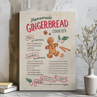 Watercolor Gingerbread Kitchen Poster, Gingerbread Cookie Recipe Canvas Art, Christmas Baking Wall Decor, Gingerbread Digital Download