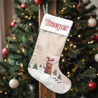 Adorable Kitten Holiday Stocking, Reindeer Hat Cat Christmas Stocking, Custom Velboa Pet Stocking, Fireplace Mantle Decor, Cat Lover Xmas Present