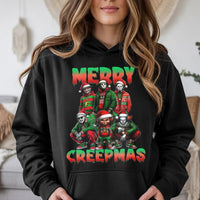 Scary Movie Christmas Hoodie, Merry Creepmas Horror Hoodie, Creepmas Graphic Hooded Sweatshirt, Horror Fan Pullover Hoodie, Holiday Present