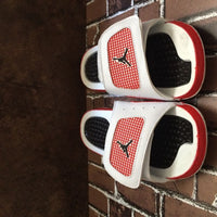 Slides, White Red Colorway, Slip On Design, Casual Gift for Shoe Lovers
