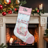 My First Christmas Stocking 2025, Personalized Baby Elephant Moon Christmas Stocking, Custom Baby Holiday Stocking, Nursery Christmas Present