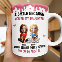 I Smile Because You're My Daughter Coffee Cup, Humorous Daughter Ceramic Mug, Adorable Cartoon Parent Mug, Birthday Christmas Present for Daughter