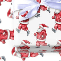 Athletic Running Santa Claus Gift Wrap, Jogging Santa Wrapping Paper, Humorous Fitness Santa Holiday Paper, Christmas Gift Wrapping Paper Roll