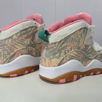 High Top Sneakers, White Pink Green Colorway, Lace Up Design, Casual Gift for Sneaker Fans