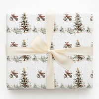 Dirt Bike Holiday Gift Wrap, Motocross Christmas Wrapping Paper, Red Dirtbike Christmas Wrapping Paper, Motorcycle Rider Holiday Present Paper