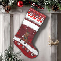 Fair Isle Velboa Stocking, Personalized Horse Christmas Stocking, Custom Name Equestrian Holiday Decor, Fireplace Christmas Stocking