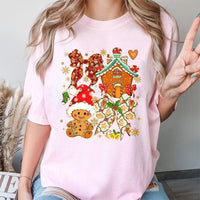 Adorable Holiday Cookie Shirt, Christmas Gingerbread Man T-Shirt, Festive Santa Hat Graphic Tee, Gingerbread House Xmas Top, Holiday Present Tee