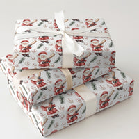 Watercolor Christmas Gift Wrap, Baseball Bat Santa Wrapping Paper, Holiday Sports Fan Wrapping Paper, Pine Sprig Baseball Gift Wrap Roll