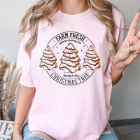Retro Holiday Snack Cake Shirt, Farm Fresh Christmas Tree Cakes T-Shirt, Adorable Christmas Cakes Graphic Tee, Vintage Holiday Foodie Tee Present