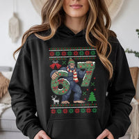 Sasquatch Ugly Xmas Hoodie, Humorous Bigfoot Christmas Hoodie, Retro Sasquatch Holiday Sweatshirt, Winter Christmas Hoodie, Bigfoot Lover Present