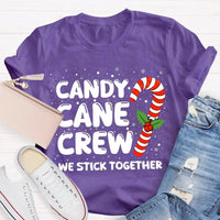 Matching Holiday Crew Shirt, We Stick Together Christmas Candy Cane T-Shirt, Adorable Candy Cane Graphic Tee, Winter Christmas Group Tee