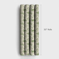 Green Toile Christmas Wrapping Paper, Vintage Santa Toile Wrapping Paper, Retro Holiday Gift Wrap, Classic Santa Winter Paper, Present Wrap