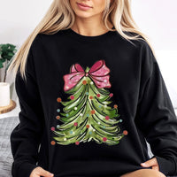 Cheetah Holiday Crewneck, Pink Bow Christmas Tree Sweatshirt, Adorable Merry Christmas Sweatshirt, Trendy Winter Graphic Sweatshirt