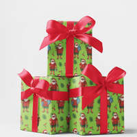 Hawaiian Beach Gift Wrap, Tropical Santa Wrapping Paper, Summer Christmas Wrapping Paper, Coastal Holiday Gift Wrap