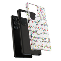 Holiday String Bulb Phone Cover, Colorful Christmas Lights Phone Case, Festive Xmas Pattern Phone Case, Dual Layer Shockproof Samsung Case