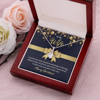 Ribbon Pendant Necklace, To My Wife Christmas Necklace, Romantic Holiday Necklace for Wife, Sparkly CZ Jewelry, Christmas Present for Wife