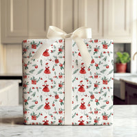 Vintage Christmas Gift Wrap, Mrs Claus Wrapping Paper, Watercolor Holiday Wrapping Paper, Retro Mrs Claus Gift Wrap, Xmas Present Paper