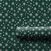 Dark Green Holiday Gift Wrap, White Snowflake Christmas Wrapping Paper, Winter Snowflakes Wrapping Paper, Classic Xmas Gift Wrapping Paper
