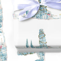 Italy Landmark Gift Wrap, Leaning Tower of Pisa Wrapping Paper, Italian Christmas Wrapping Paper, Holiday Travel Wrapping Paper