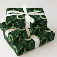 Gothic Forest Green Serpent Gift Wrap, Snake Christmas Wrapping Paper, Alternative Holiday Wrapping Paper, Emerald Pine Present Wrap