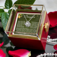 14k White Gold Love Knot Pendant, Love Knot Necklace for Daughter, Rotating Rose Gift Box Necklace, Meaningful Christmas Present for Daughter