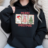 Vintage Santa and Tree Graphic Pullover, Retro Santa Merry Christmas Hoodie, Classic Holiday Tree Sweatshirt, Comfy Christmas Hoodie