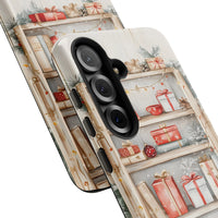 Watercolor Holiday Presents Phone Case, Christmas Shelf Phone Case Samsung Galaxy, Festive Ornaments Tough Phone Cover, Xmas Present for Her