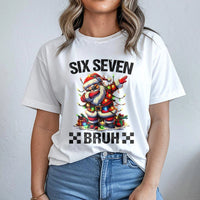 Dabbing Santa Holiday Shirt, Six Seven Bruh Christmas T-Shirt, Humorous Xmas Graphic Tee, Trendy Santa Claus Christmas T-Shirt, Holiday Present